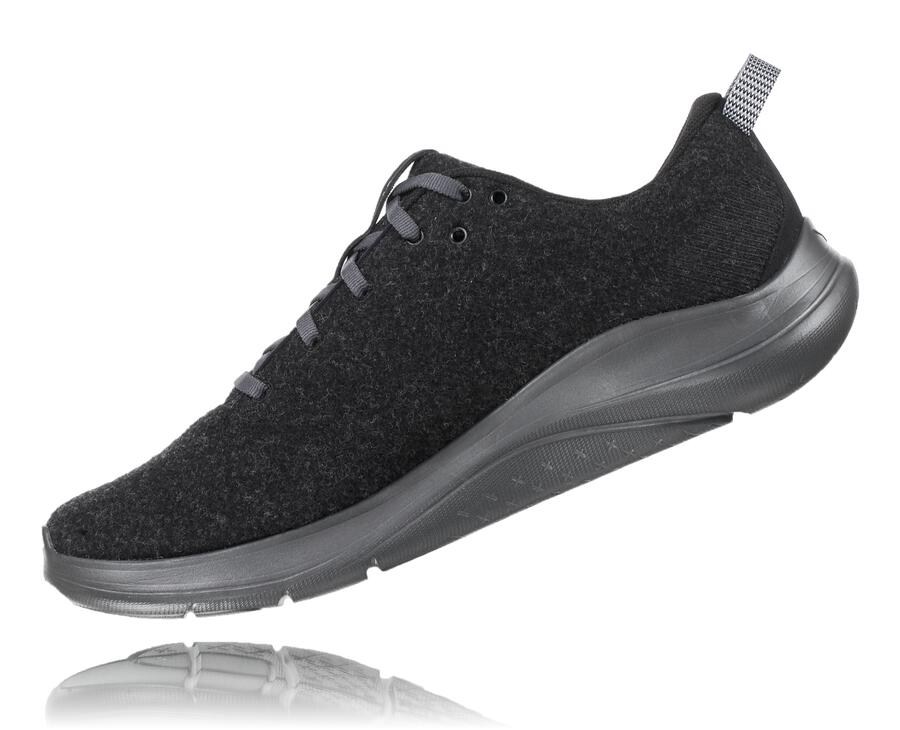 Hoka One One Hardloopschoenen Heren - Hupana Flow Wool - Zwart - OD5873921